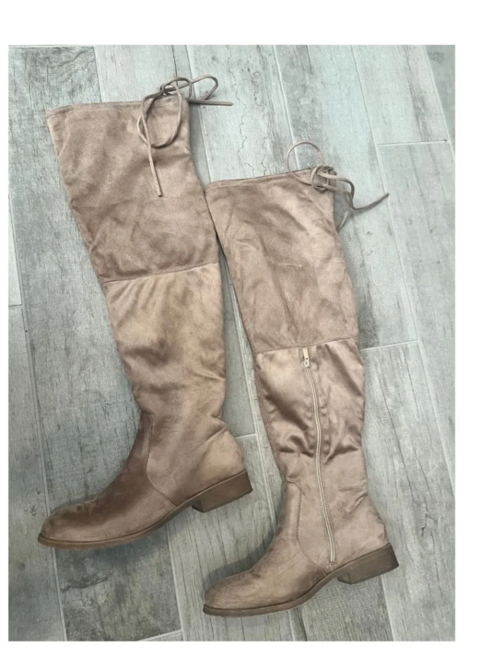 Suede, over-the-knee boots.